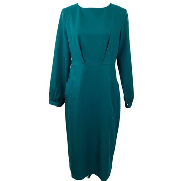 Metisu Dress Sheath Pencil Long Sleeves Forest Green Women's Size Large - Picture 12 of 12